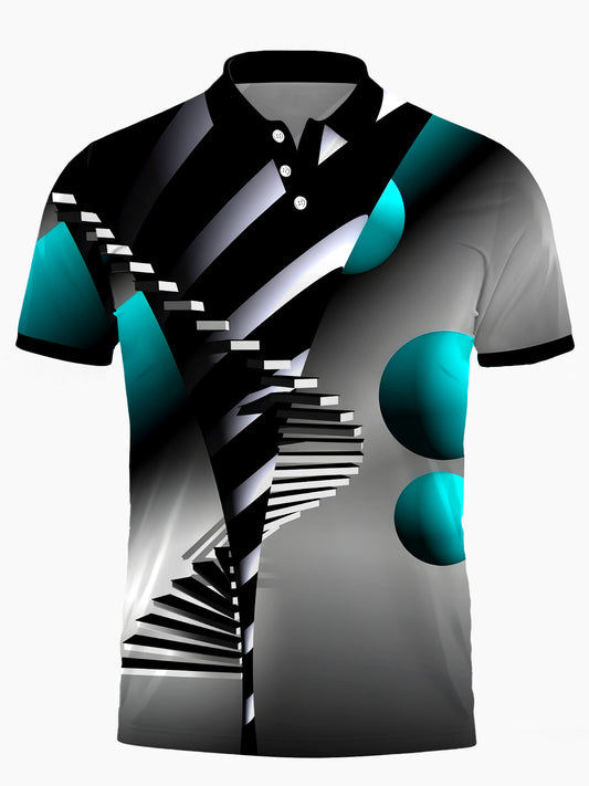 Geometrie Herren Kurzärmel -Polo -Hemd Polo -Hemd