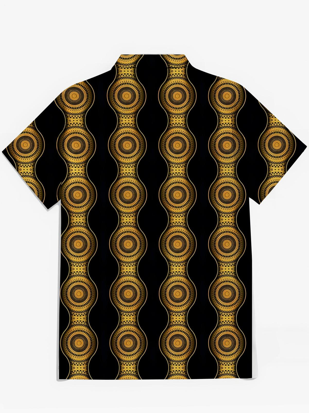 Vintage National Print Herren -Tasche Kurzarm Shirts