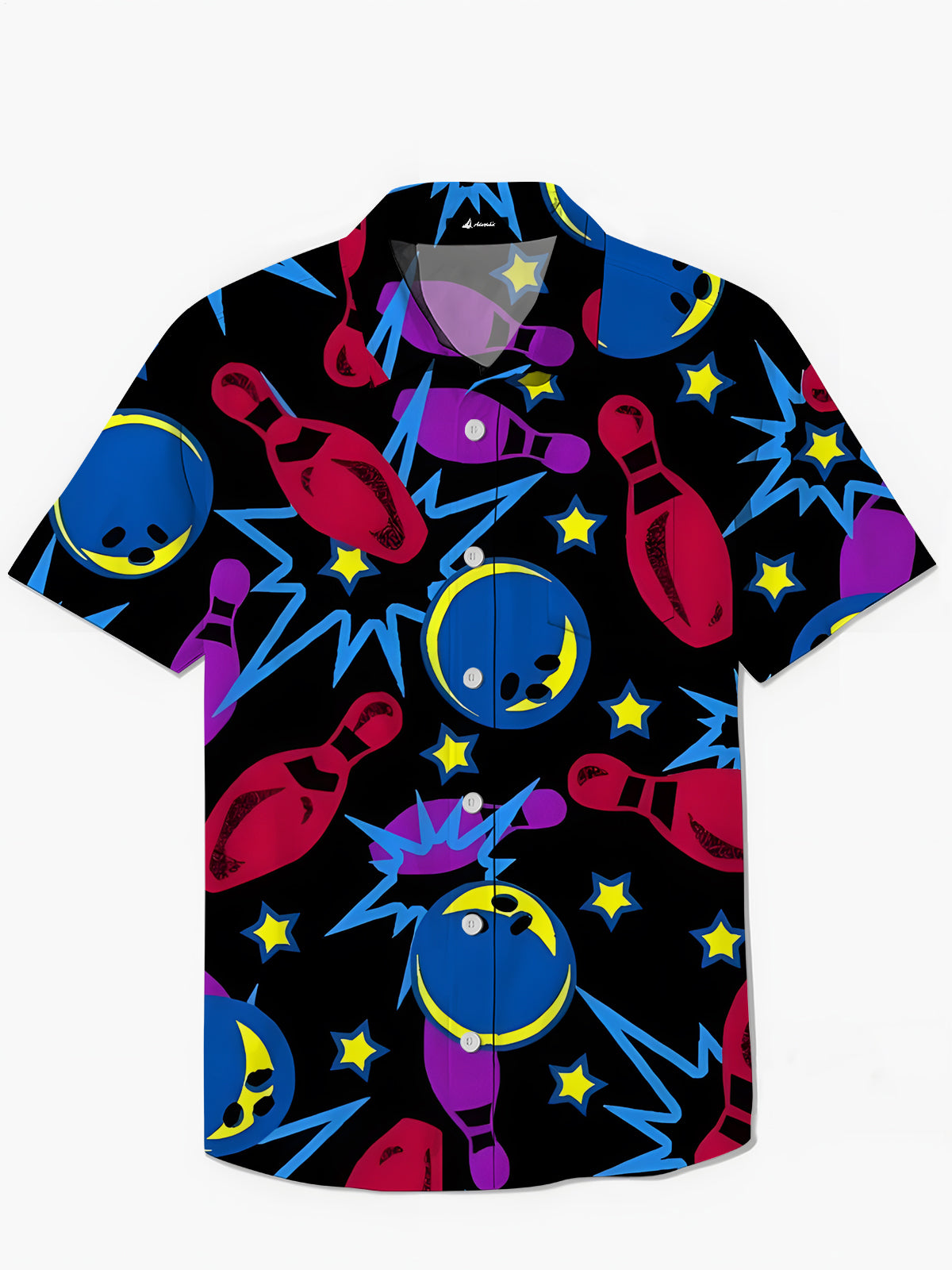 Bowling -Druck -Herren -Taschen -Kurzärmel -Hemden