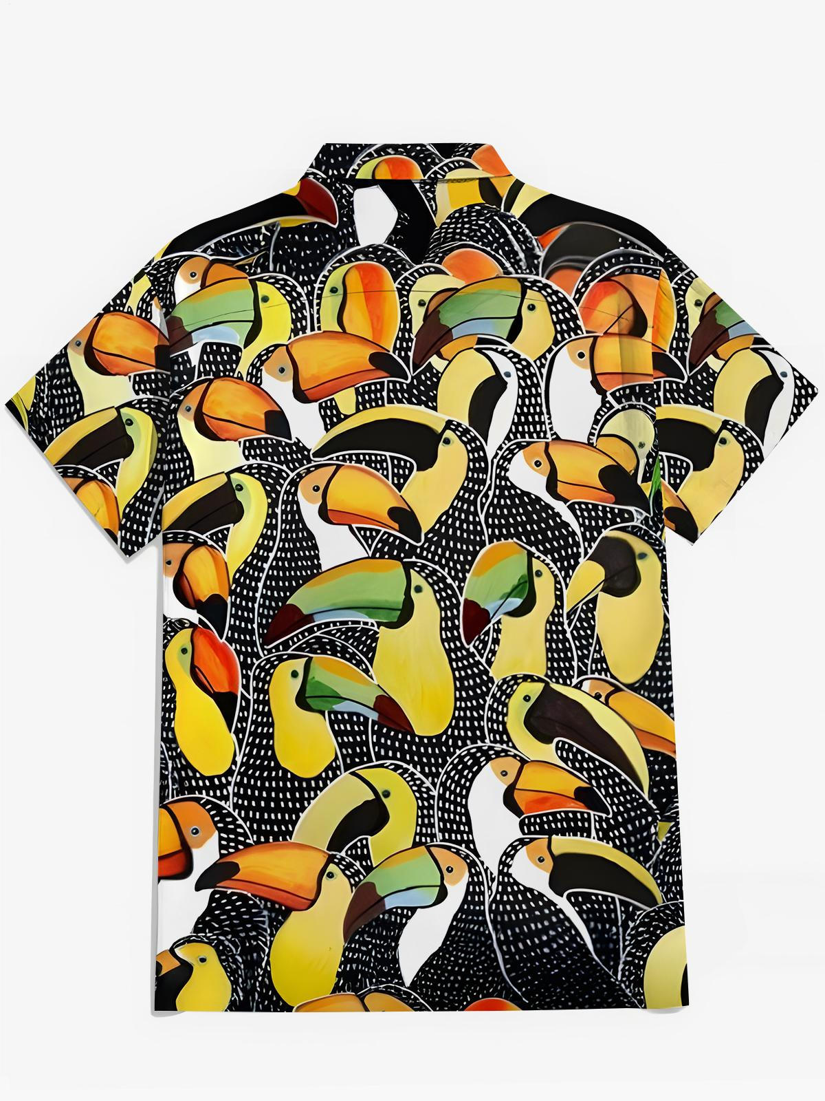 Papageien -Herren -Taschen -Kurzarmhemden