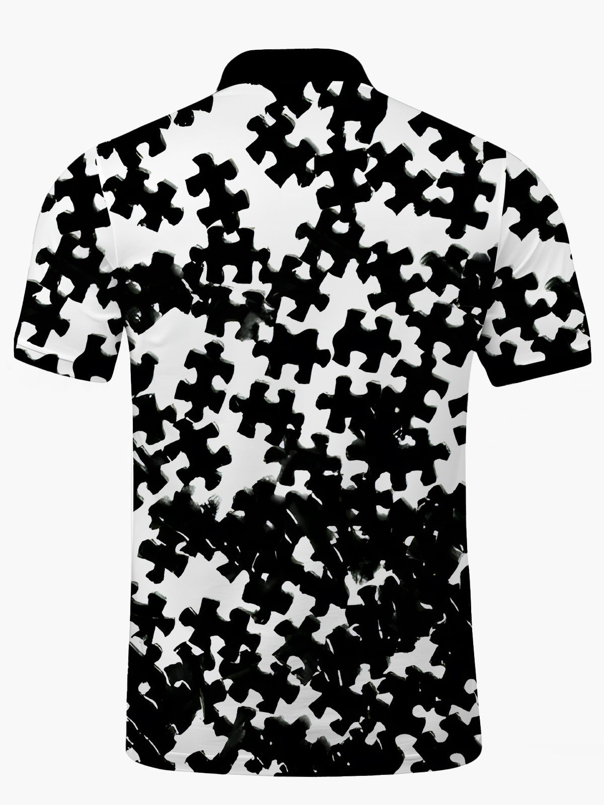Puzzle -Print -Männer Mit Kurzem Ärmelknopf Poloshirt