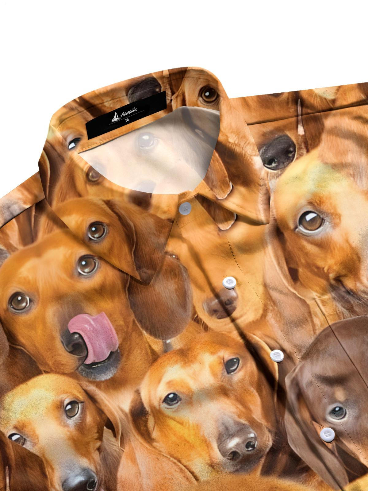 Hundedruck Herren -Tasche Kurzärmelige Hemden
