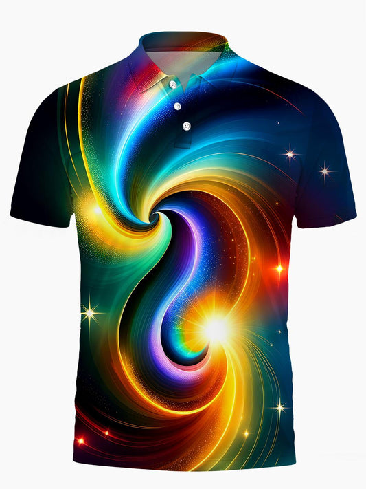 Abstrakter Männer Mit Kurzem Ärmelknopf Poloshirt