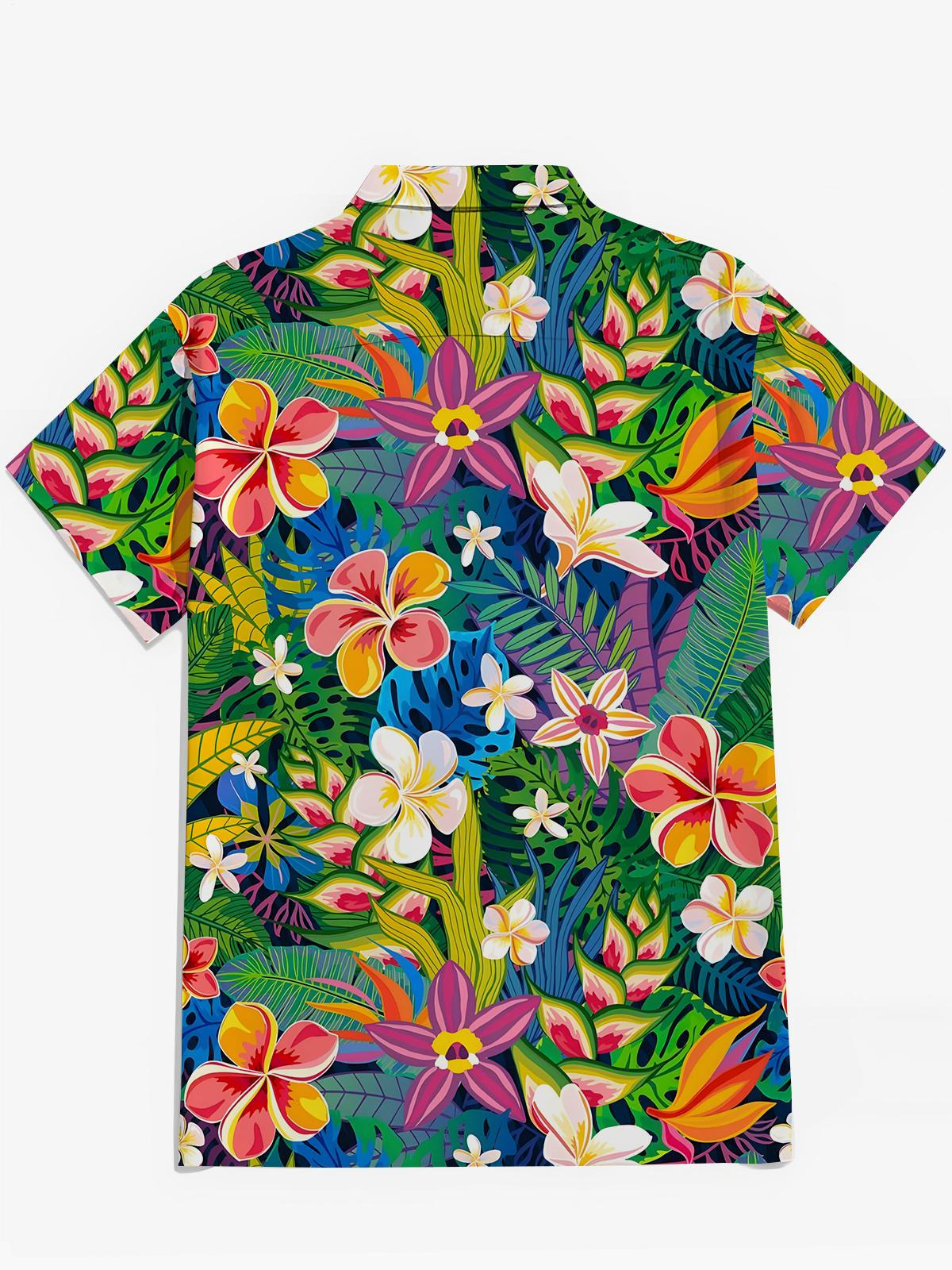 Hawaiianische Blumendruck Herren -Tasche Kurzarm Shirts