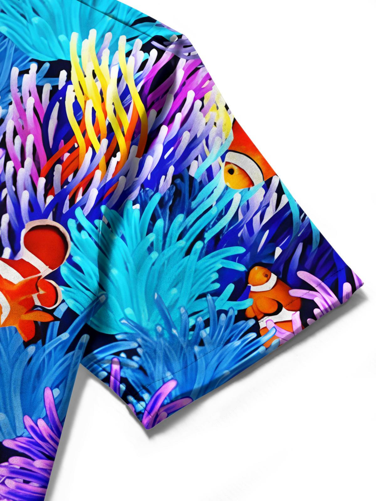 Ocean Fish Print Herren -Tasche Kurzarm Shirts