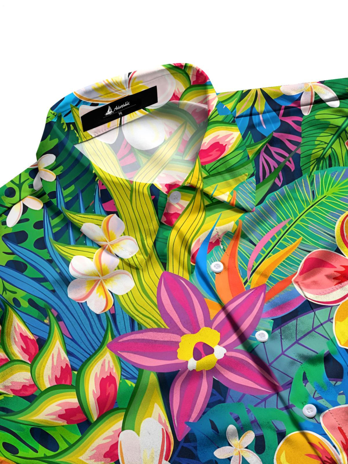 Hawaiianische Blumendruck Herren -Tasche Kurzarm Shirts
