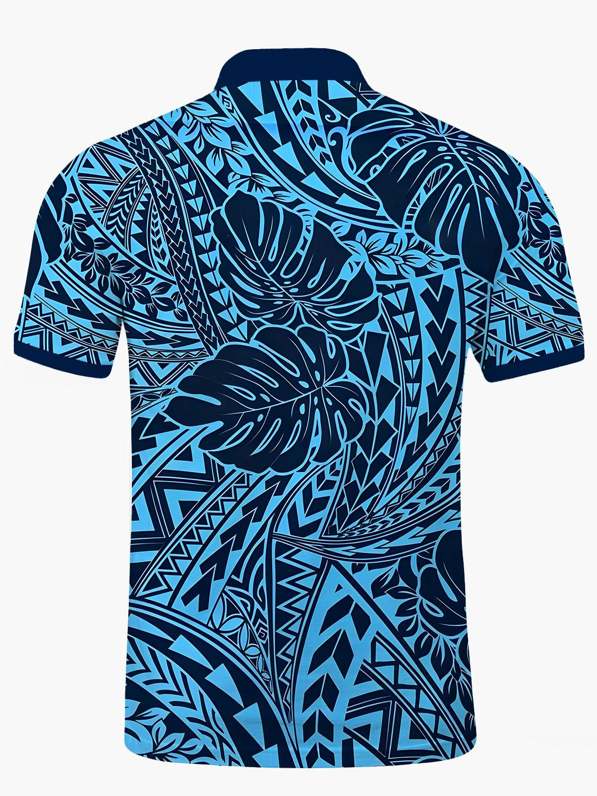 Hawaiian Leaf Herren -Kurzärmel -Polo -Hemd Mit Kurzarmknopf