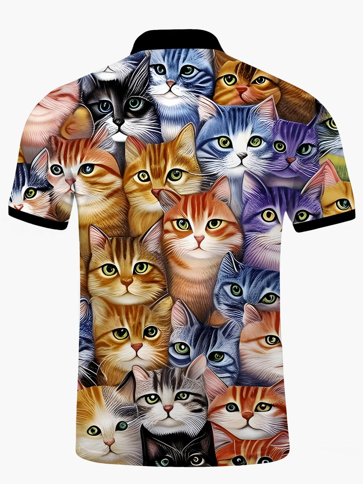 Kurzarm -Polo -Hemd Von Katzen Männern