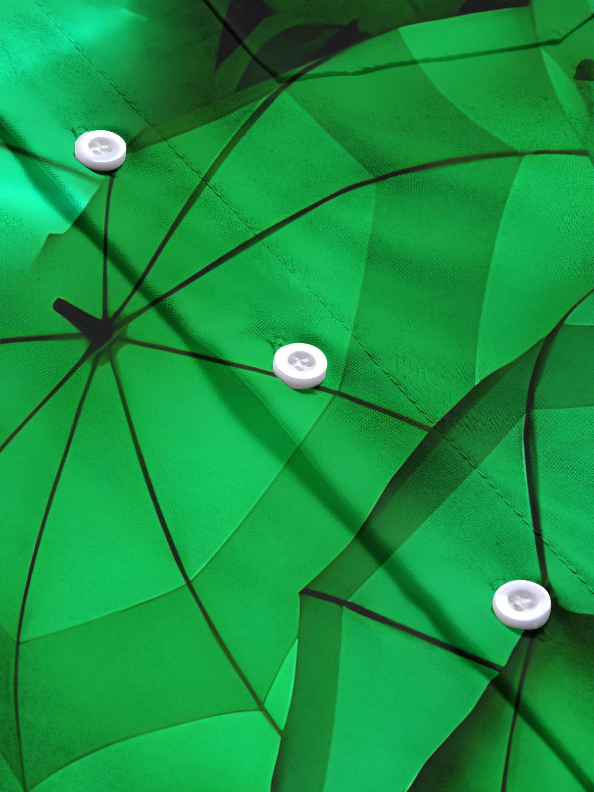 Grüne Regenschirm -Druck -Taschen -Taschen -Kurzarm -Hemden