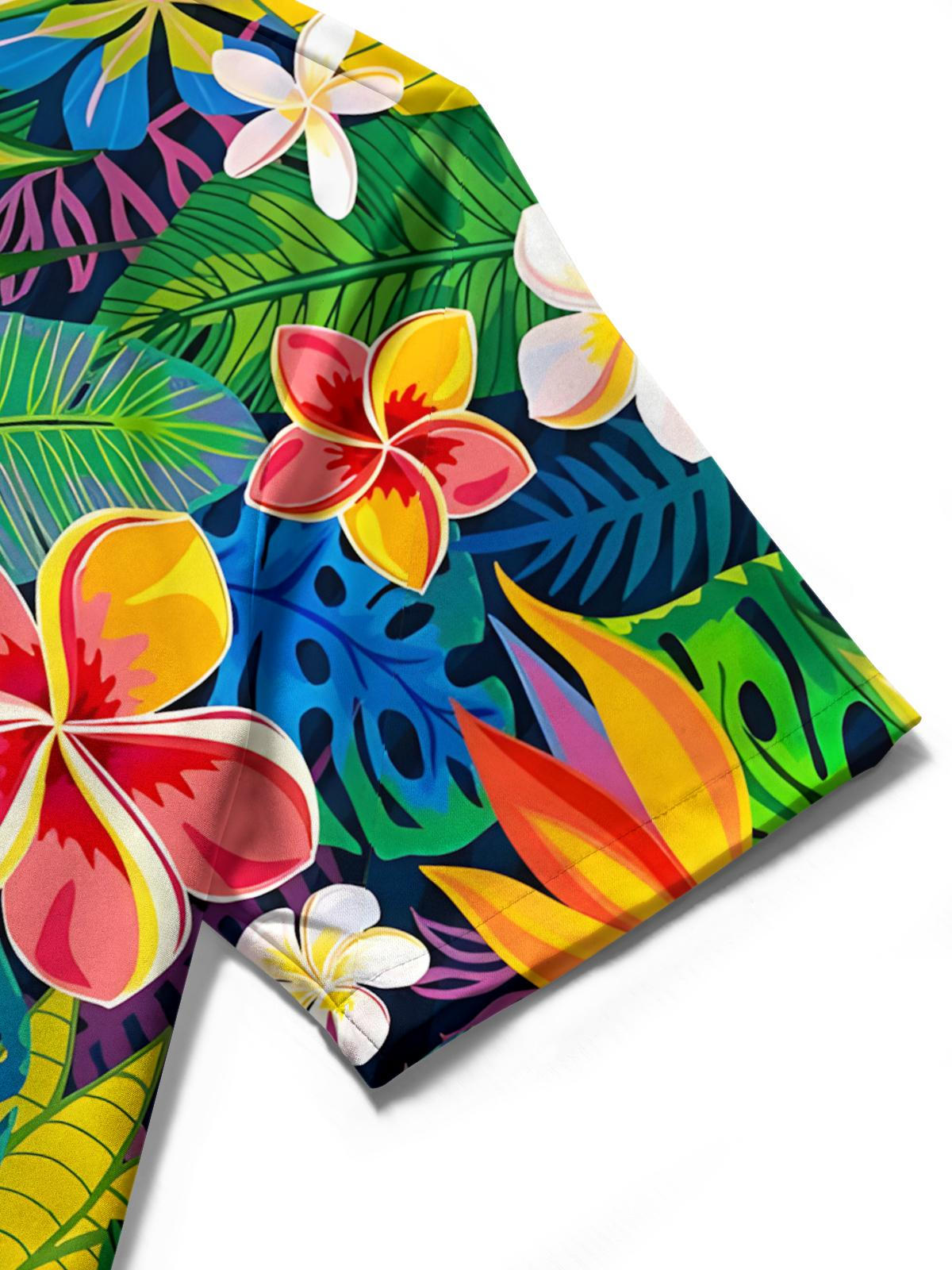 Hawaiianische Blumendruck Herren -Tasche Kurzarm Shirts