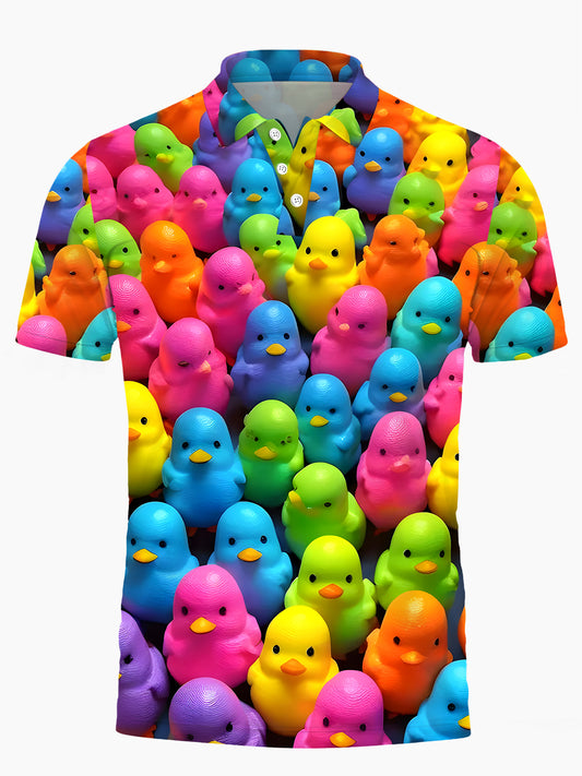Duck Herren Kurzärmel -Knopfpolo -Hemd