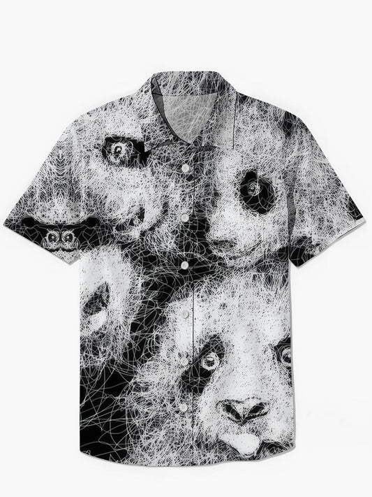 Panda Art Print Herren -Tasche Kurzarm Shirts