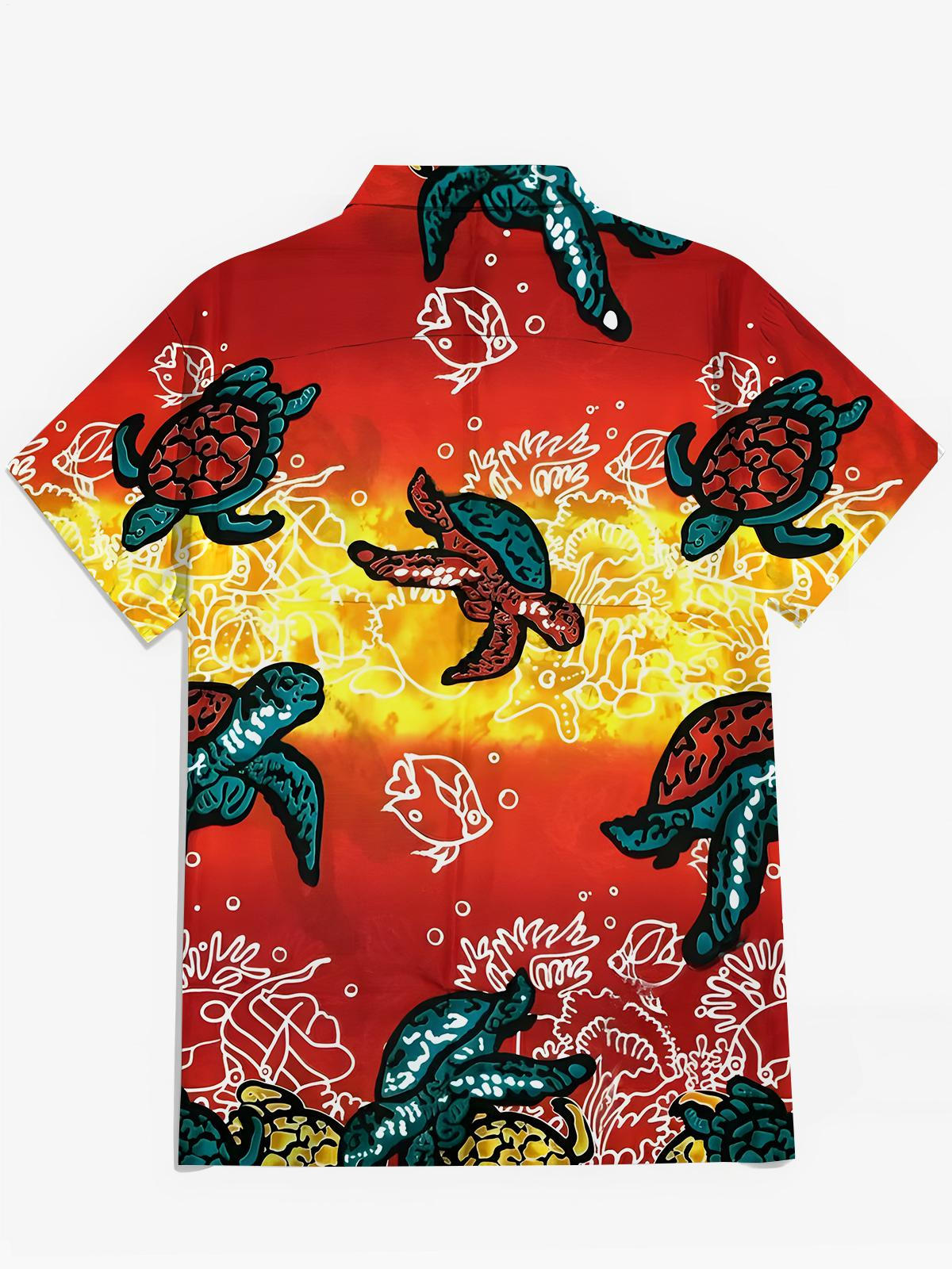 Schildkröten -Herren -Taschen -Kurzarmhemden
