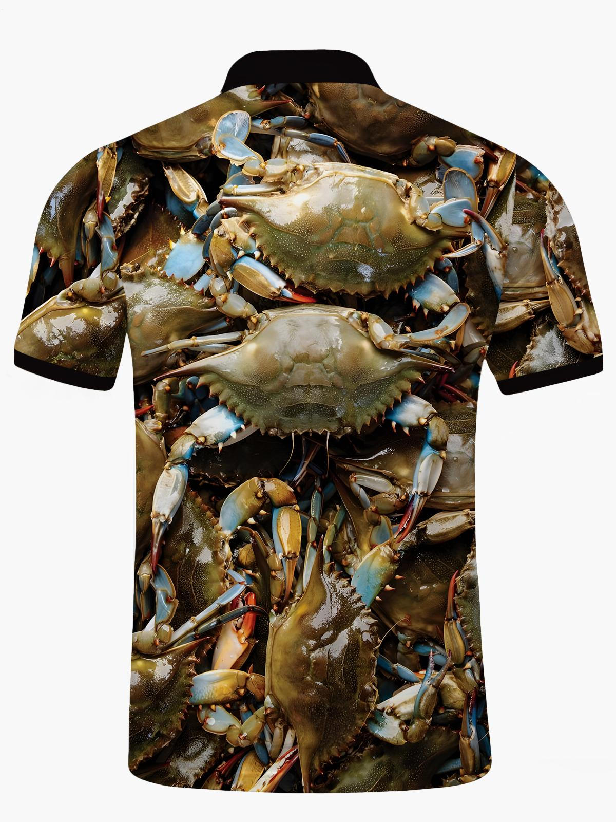 Crab Print Herren -Kurzärmel -Polo -Hemd Polo -Hemd