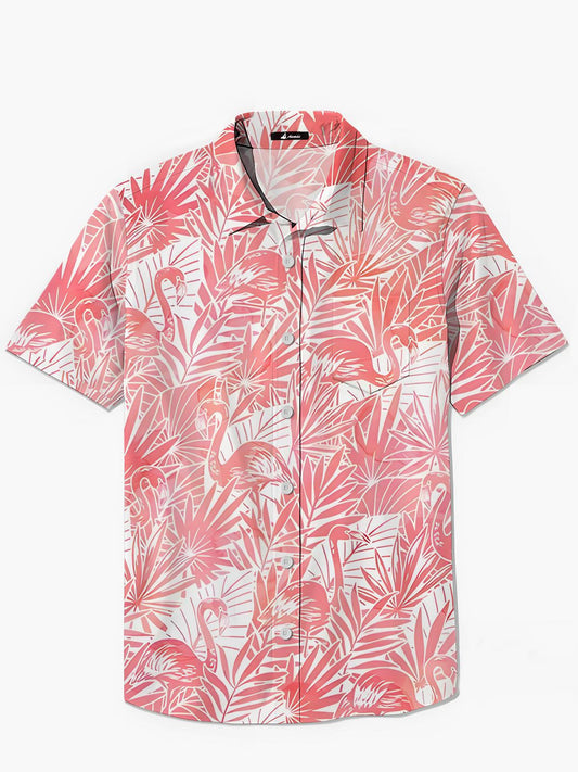 Flamingo Print Herren -Tasche Kurzarm Shirts