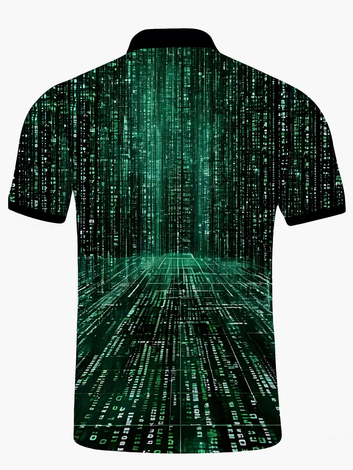 Code -Polo -Shirt Für Männer Mit Kurzem Ärmelknopf Drucken