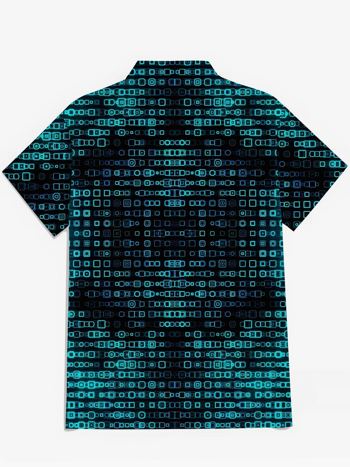 Geometrische Print -Herren -Taschen -Kurzärmel -Shirts
