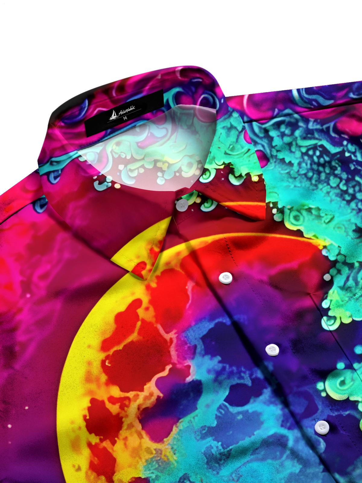Mond Druck Männer Tasche Kurzarm Shirts