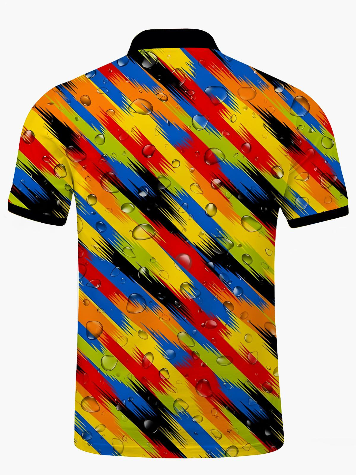 Gradient Drop Print Männer Kurzarm -Polo -Hemd Von Kurzarmknopf