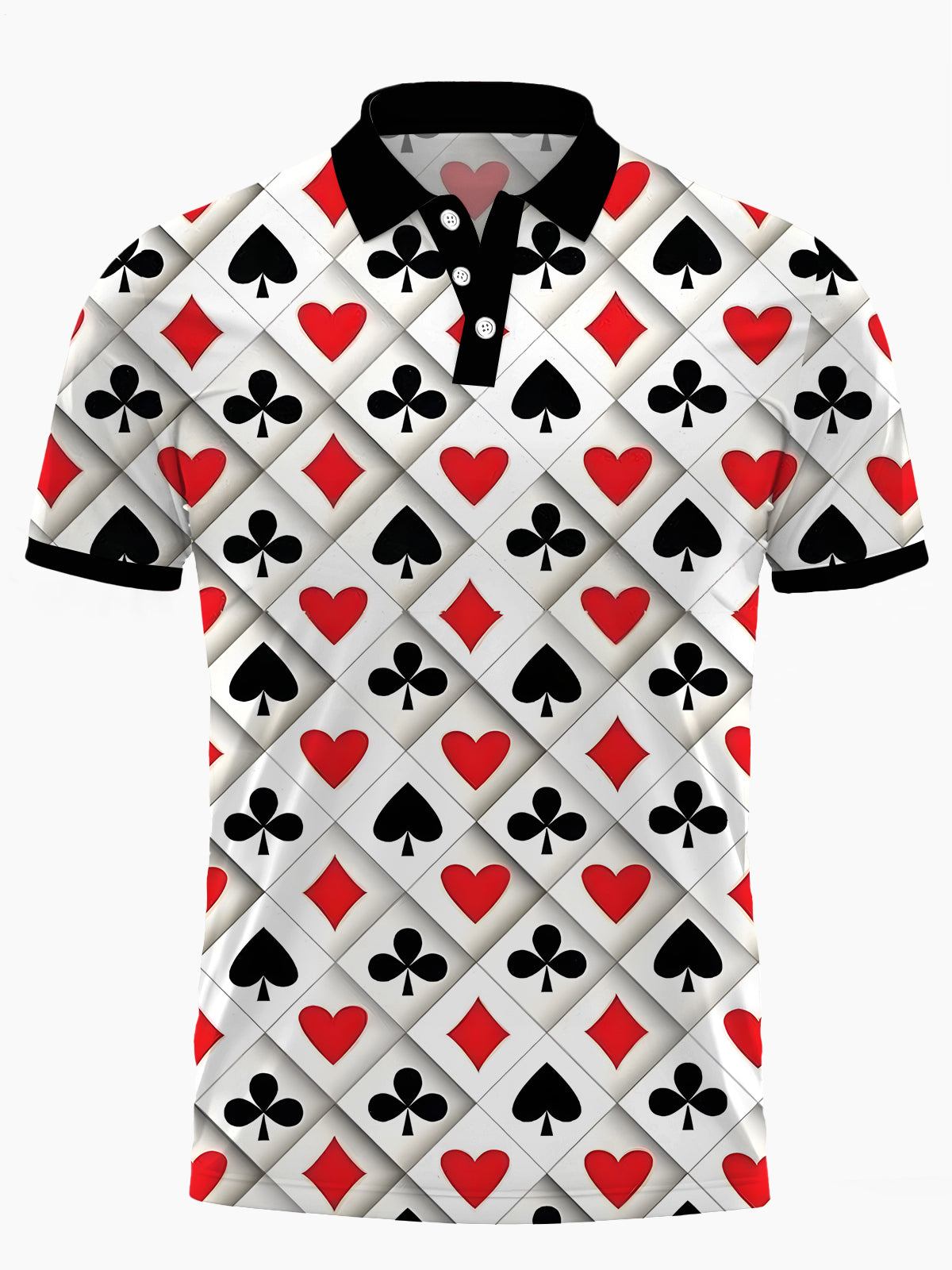 Poker -Druckkurzhemd Für Kurzärmel -Knopftaste