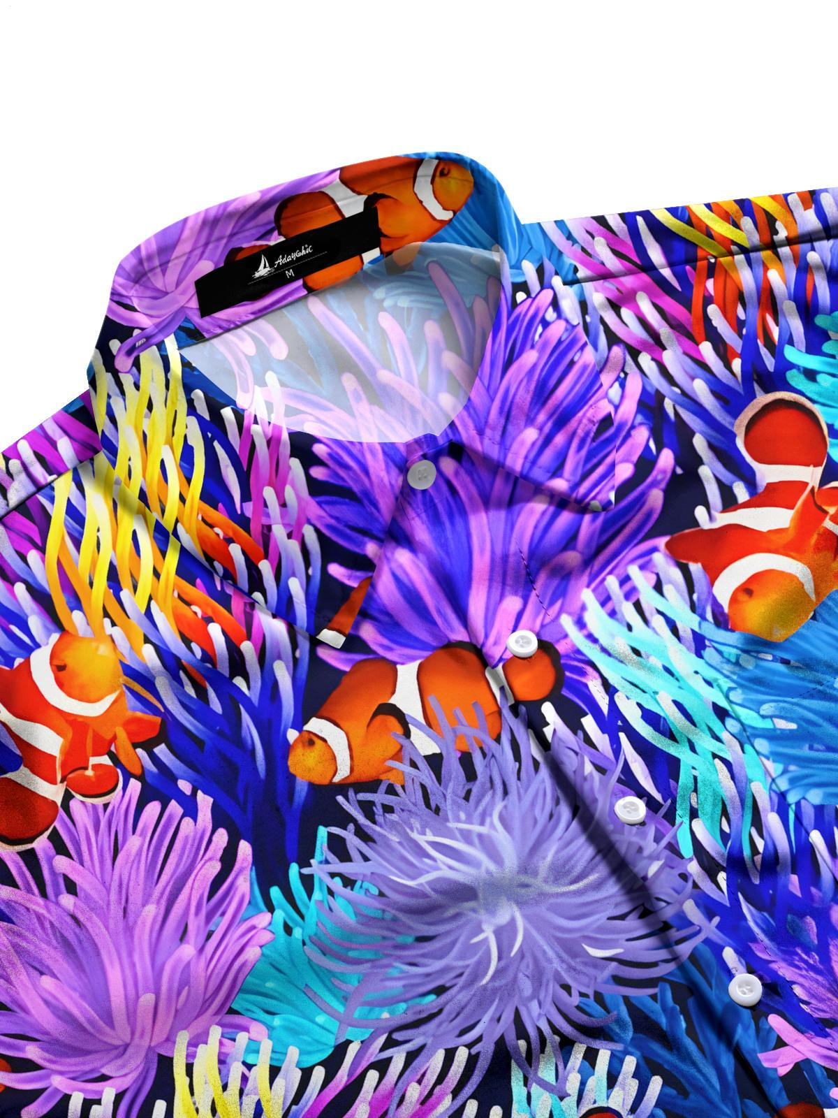 Ocean Fish Print Herren -Tasche Kurzarm Shirts
