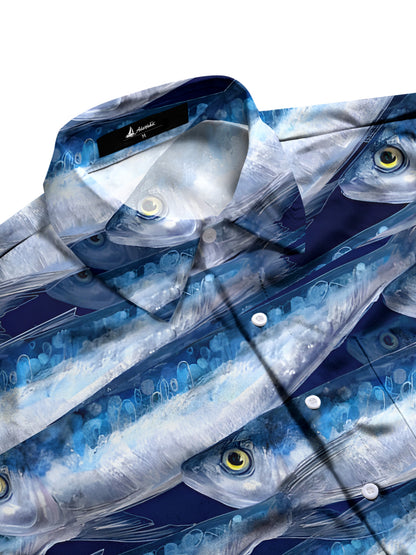 Fisch -Herren -Taschen -Kurzarmhemden