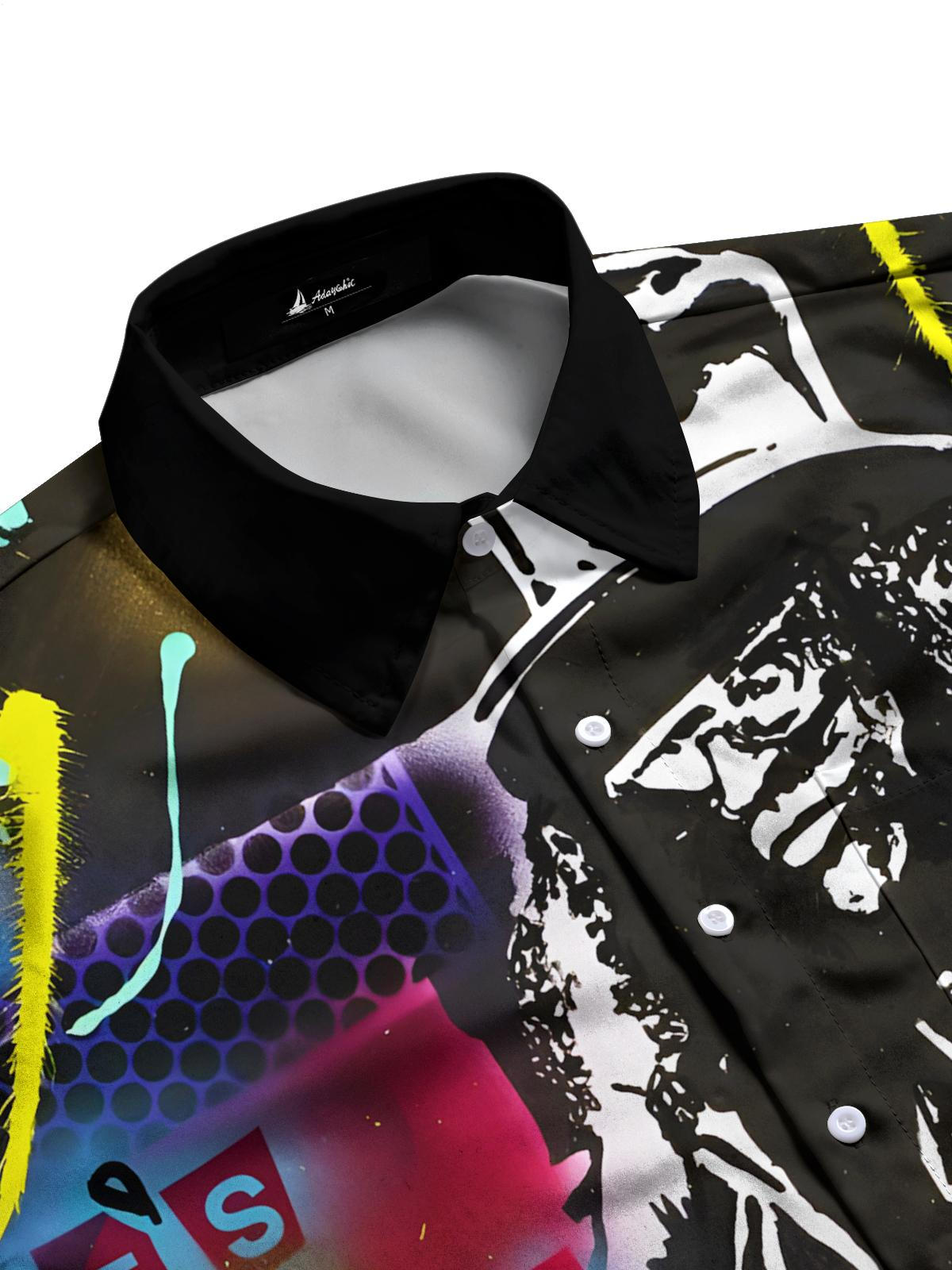 Rock Art Print Men's Pocket Short Sleeve Shirts