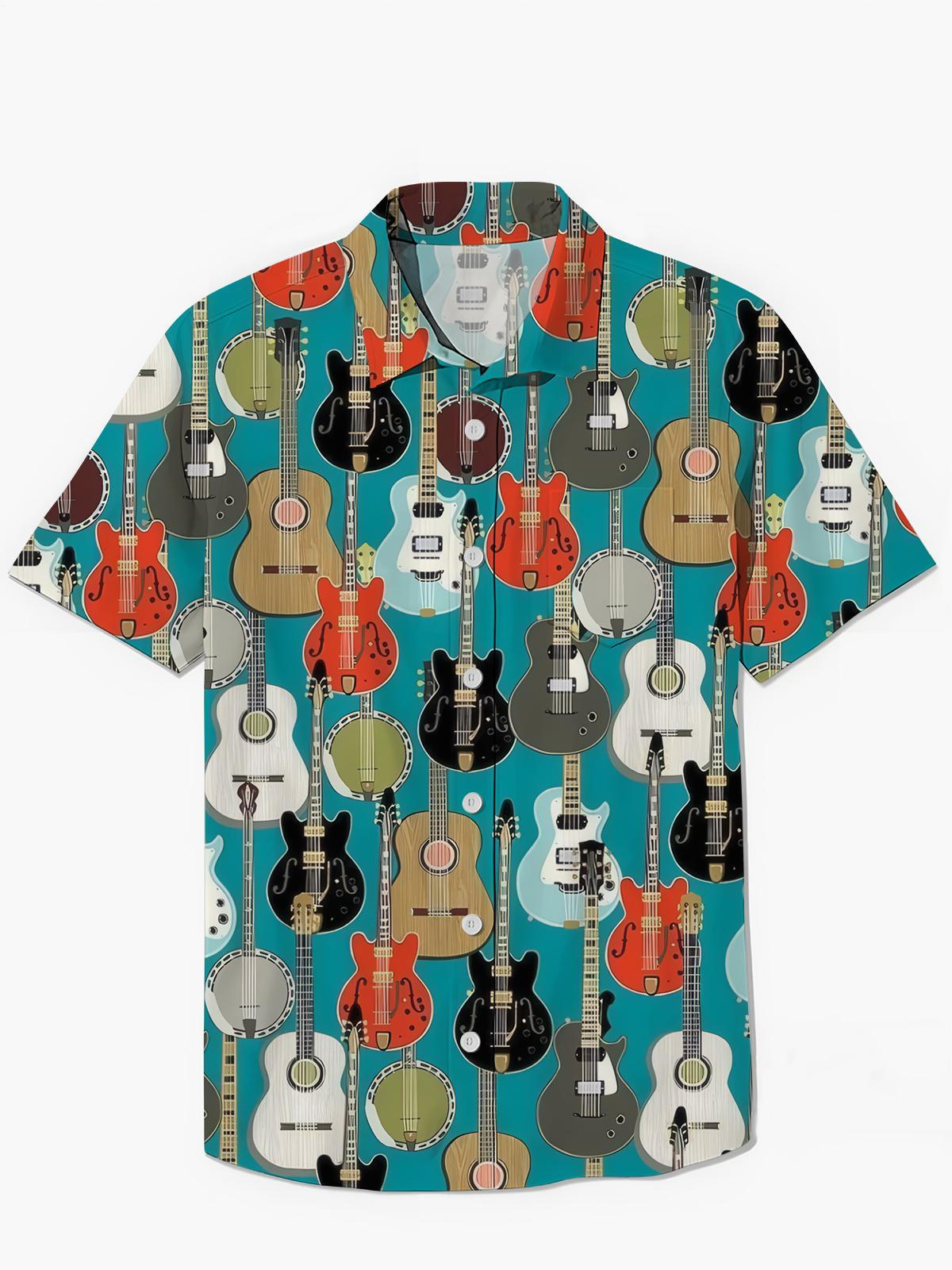 Guitar Art Print Herren -Tasche Kurzarm Shirts