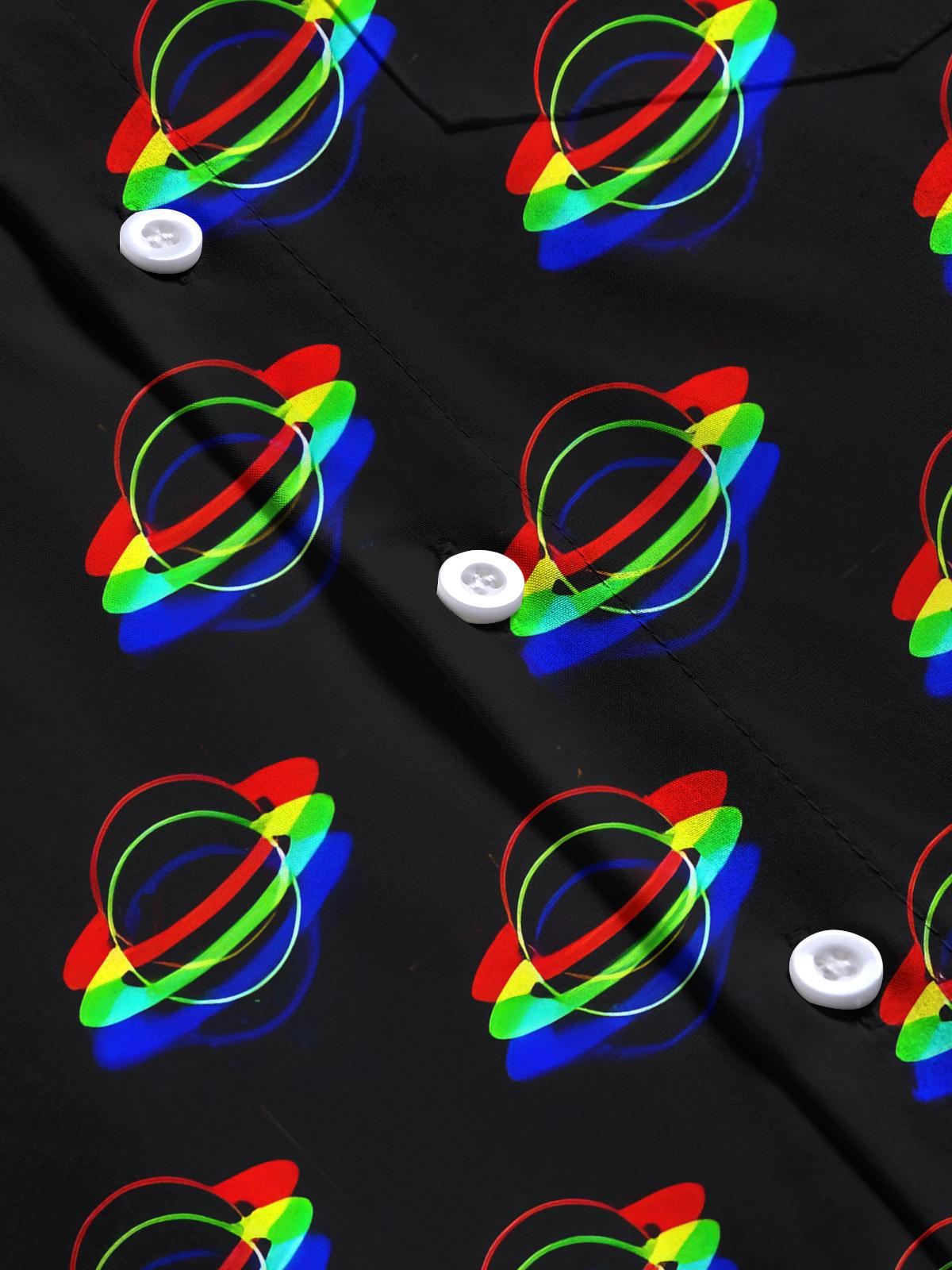 Universum Planet Print Herren -Tasche Kurzarm Shirts