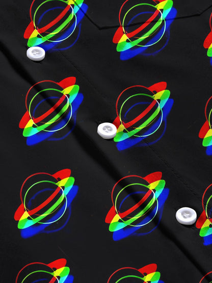 Universum Planet Print Herren -Tasche Kurzarm Shirts