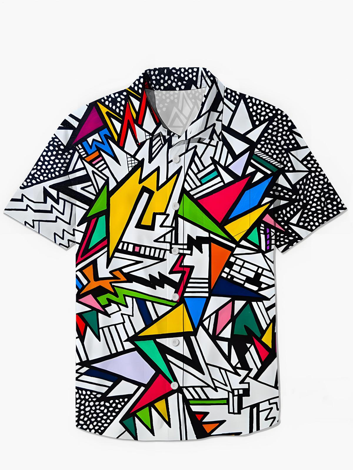 Geometrie Herren -Taschen -Kurzarmhemden