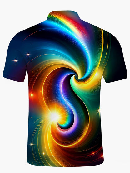 Abstrakter Männer Mit Kurzem Ärmelknopf Poloshirt