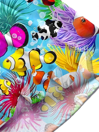 Ocean Fish Print Herren -Tasche Kurzarm Shirts