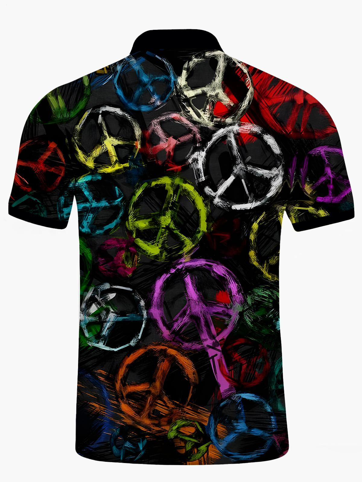 Hippie -Druck -Polo -Hemd Für Männer Mit Kurzem Ärmelknopf
