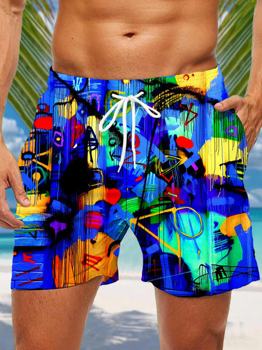 Tiegepocket -Shorts Für Herren -Print -Taschenkinne Binden