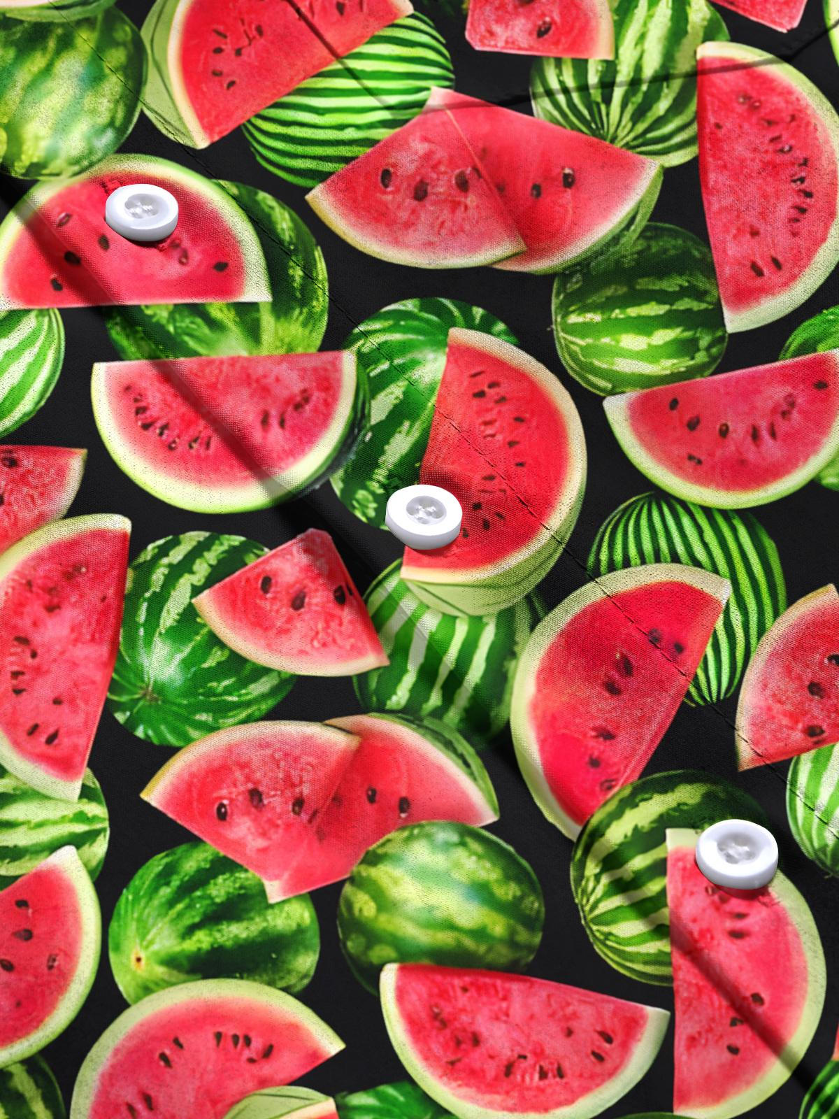 Wassermelondruck -Tasche Kurzarm Shirts Für Männer