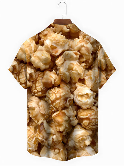 Popcorn Print Herren -Tasche Kurzarm Shirts