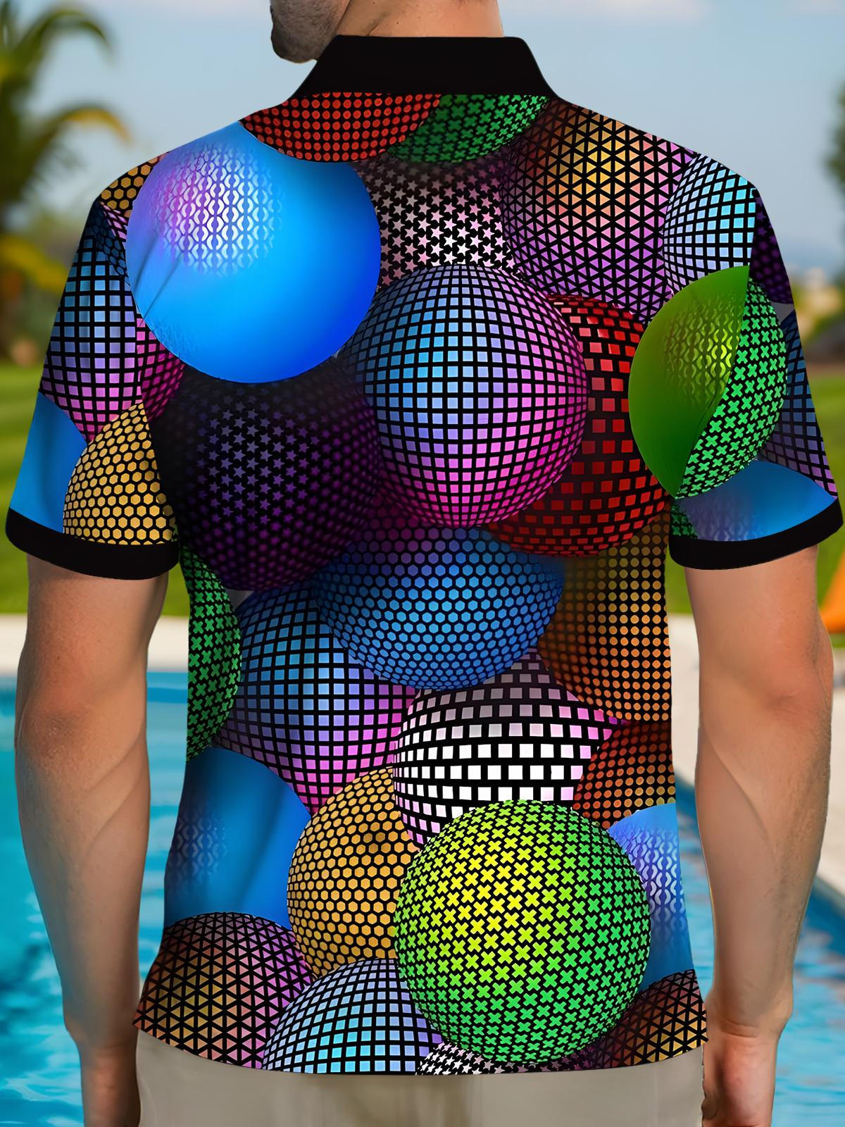 Geometrischer Druckkolokemd Für Männer Mit Kurzem Ärmelknopf