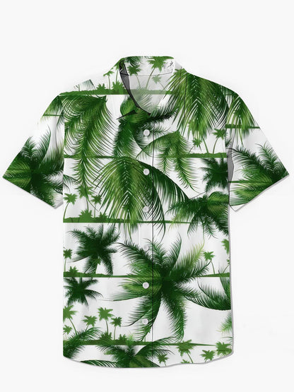 Hawaiian Palm Tree Print Herren -Tasche Kurzarm Shirts
