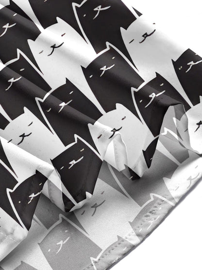 Schwarze Weiße Katzendrucken Herren -Tasche Kurzarm Shirts