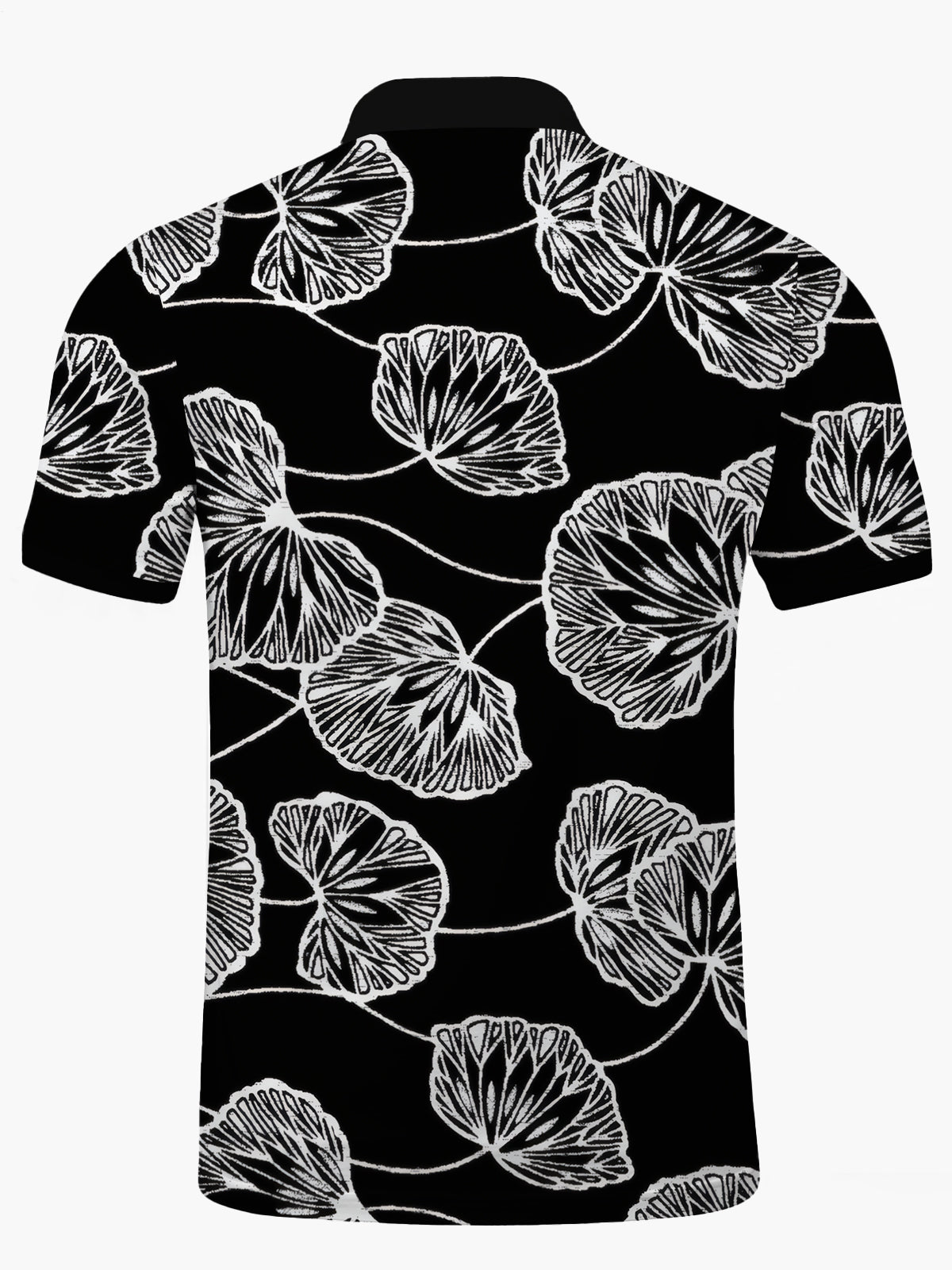 Blattdruck Herren -Kurzärmel -Tasten -Polo -Hemd