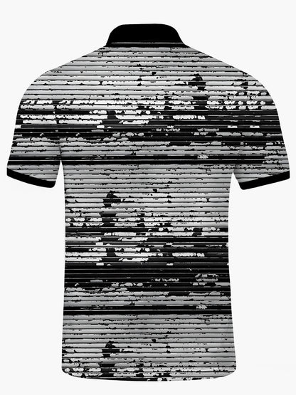 Geometrische Linien Drucken Kurzärmel -Polo -Hemd Von Männern.