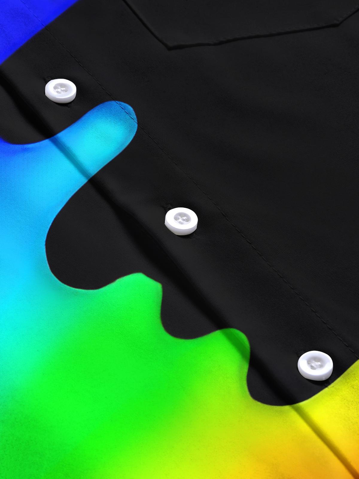 Rainbow Gradient Print Herren -Tasche Kurzarm Shirts