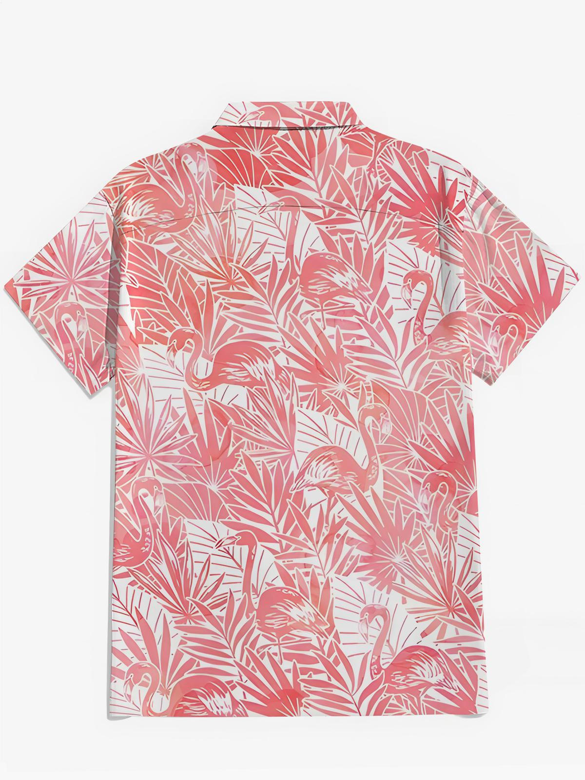 Flamingo Print Herren -Tasche Kurzarm Shirts