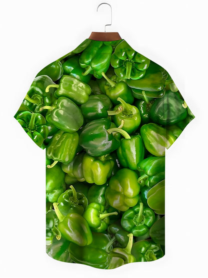 Chili Print Herren -Tasche Kurzarm Shirts