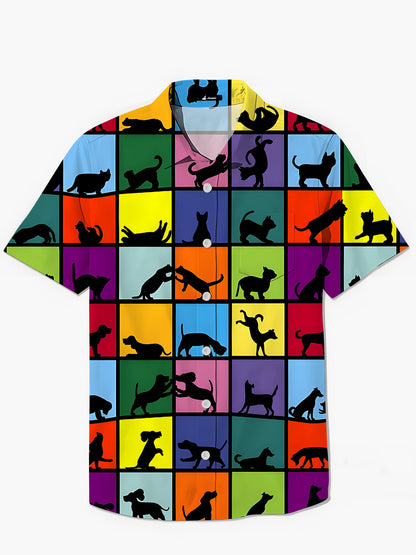 Katze -Hund -Taschen -Taschen -Kurzarmhemden