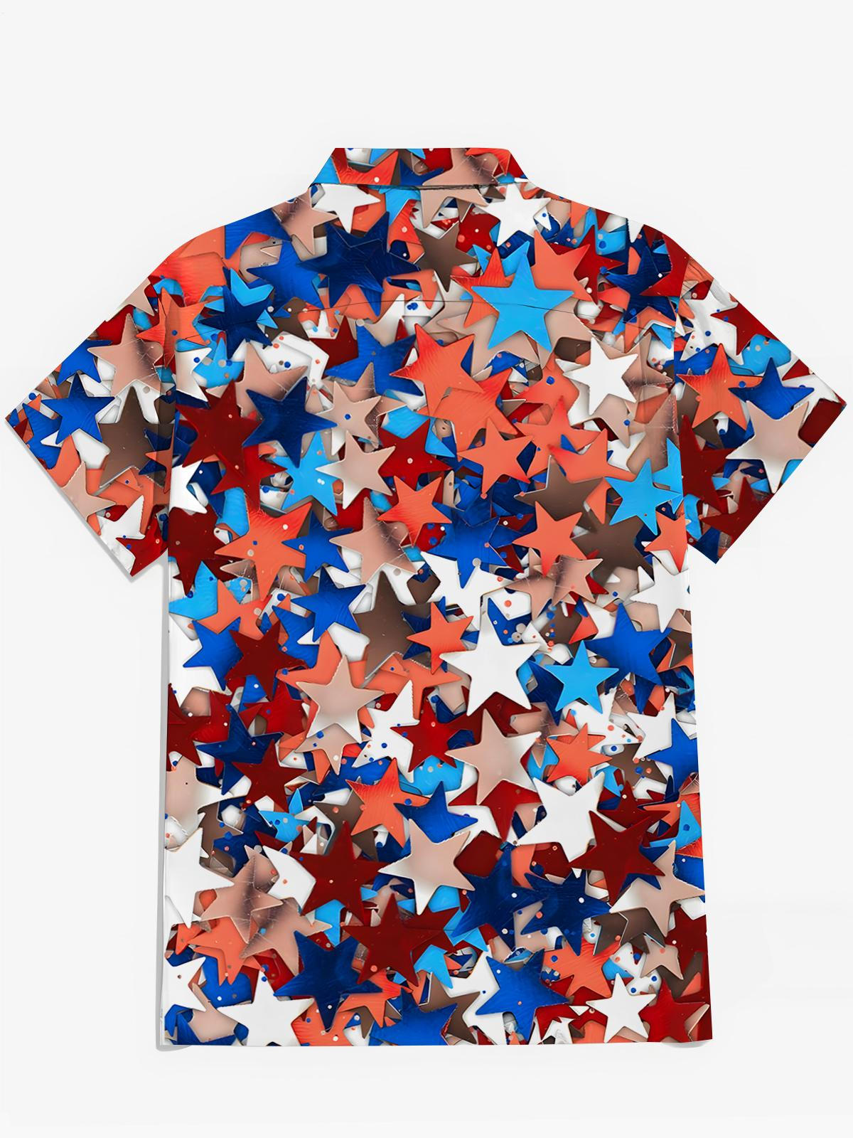 Sternenhemden Mit Kurzarm -Taschen -Tasche