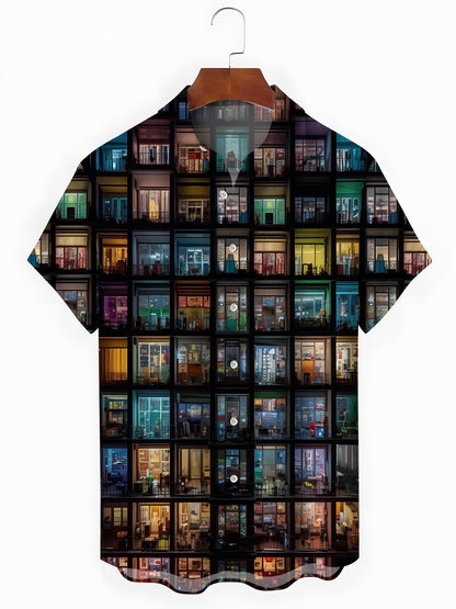 Balkon Drucken Herren -Tasche Kurzarm Shirts