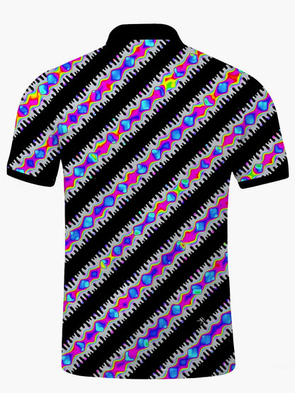 Geometrische Linien Drucken Kurzärmel -Polo -Hemd Von Männern.