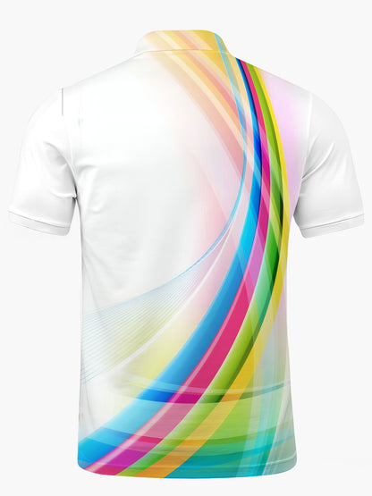Abstrakter Gradientendrucker Männer Mit Kurzem Ärmelknopf Poloshirt